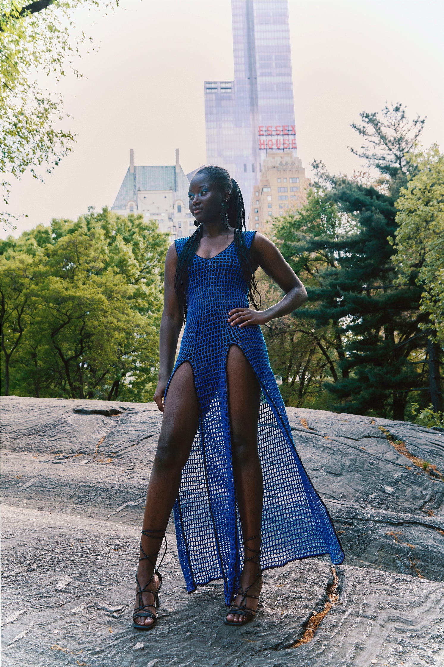 crochet dress blue Teagan Floral Hand Crochet Midi Dress / Blue | MESHKI