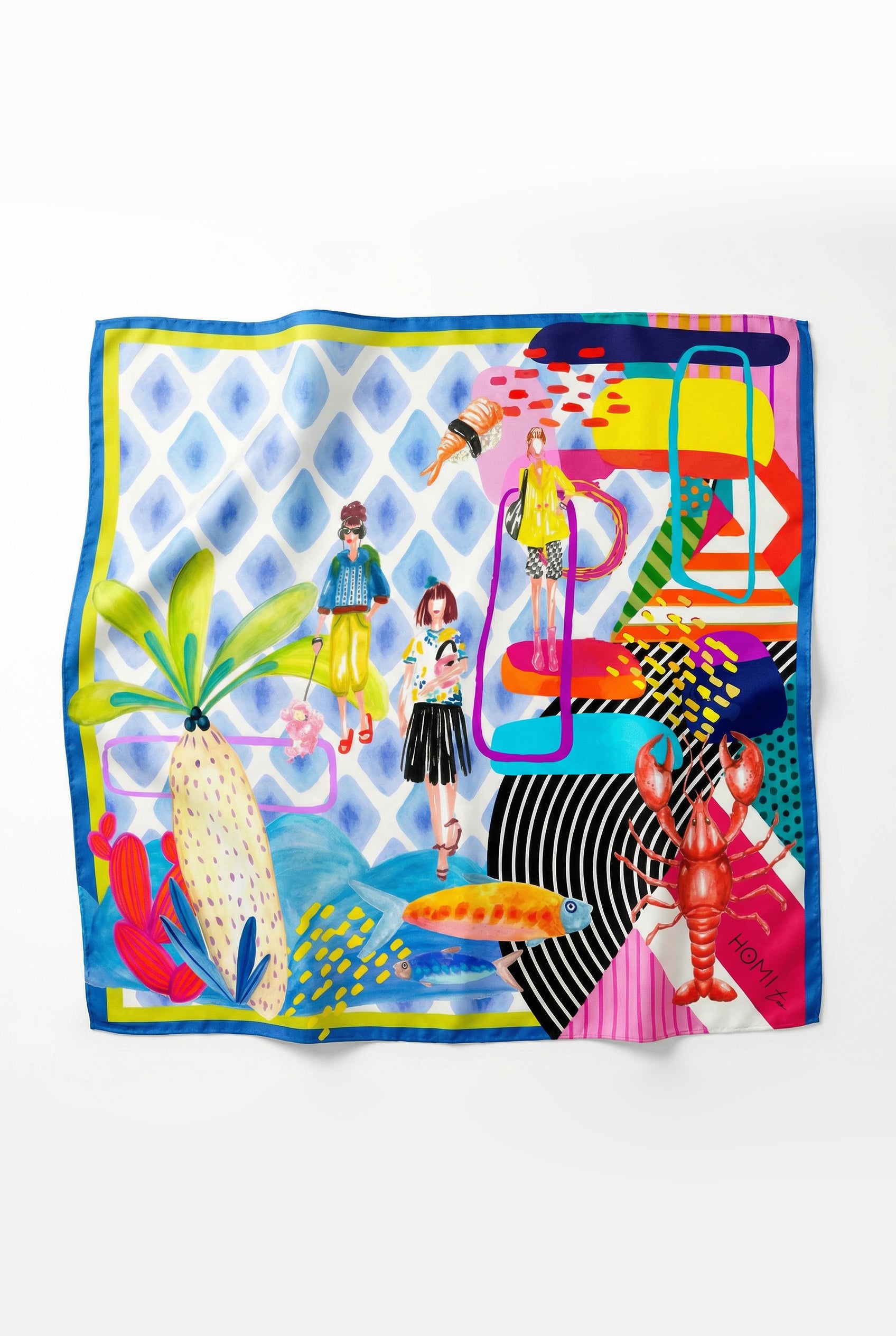 "CONTAMINAZIONI" SCARF 45 x 45 cm 100% Silk