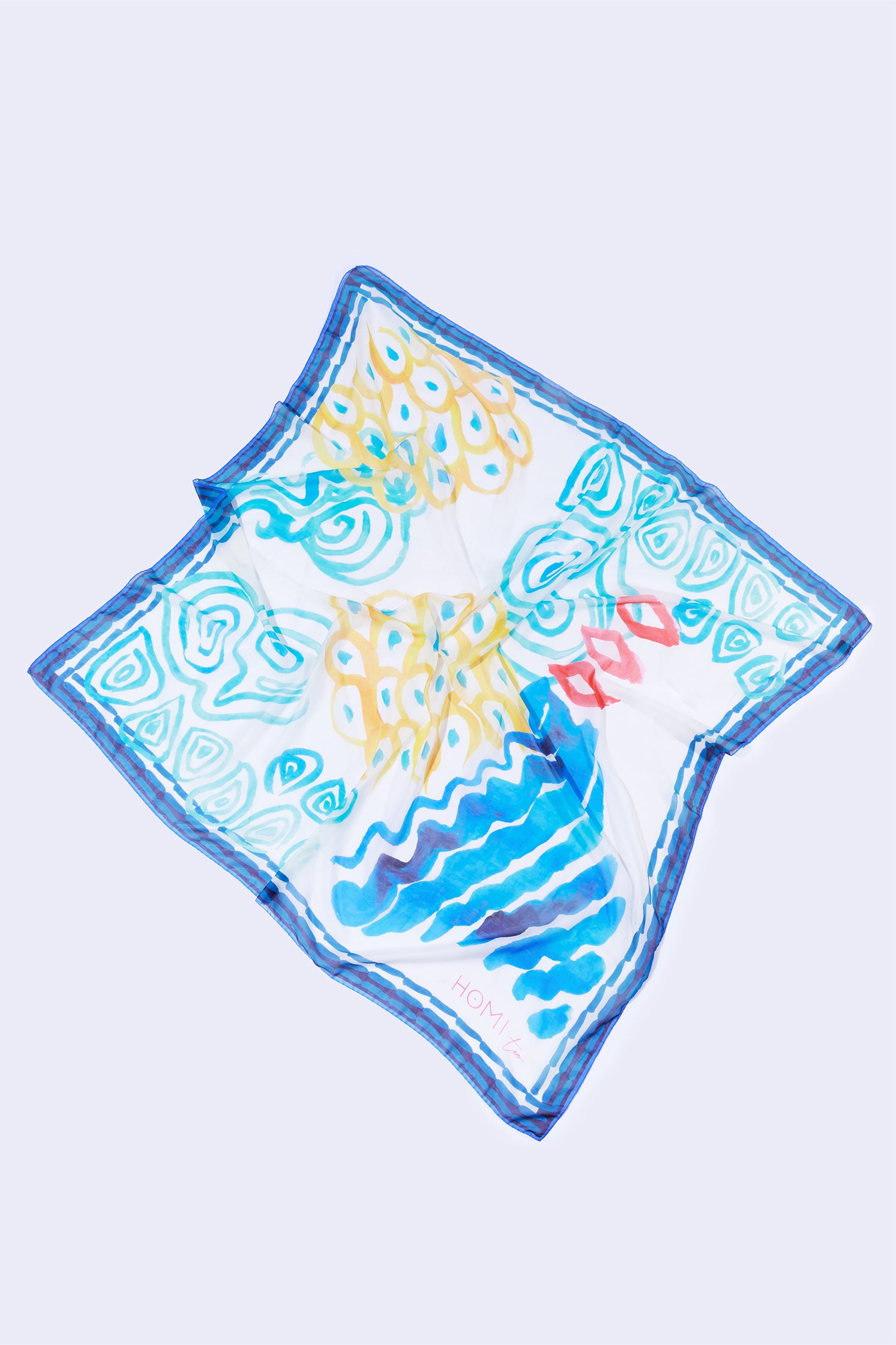 FOULARD "MARE" 140x140CM 73%COTTON 27%SILK