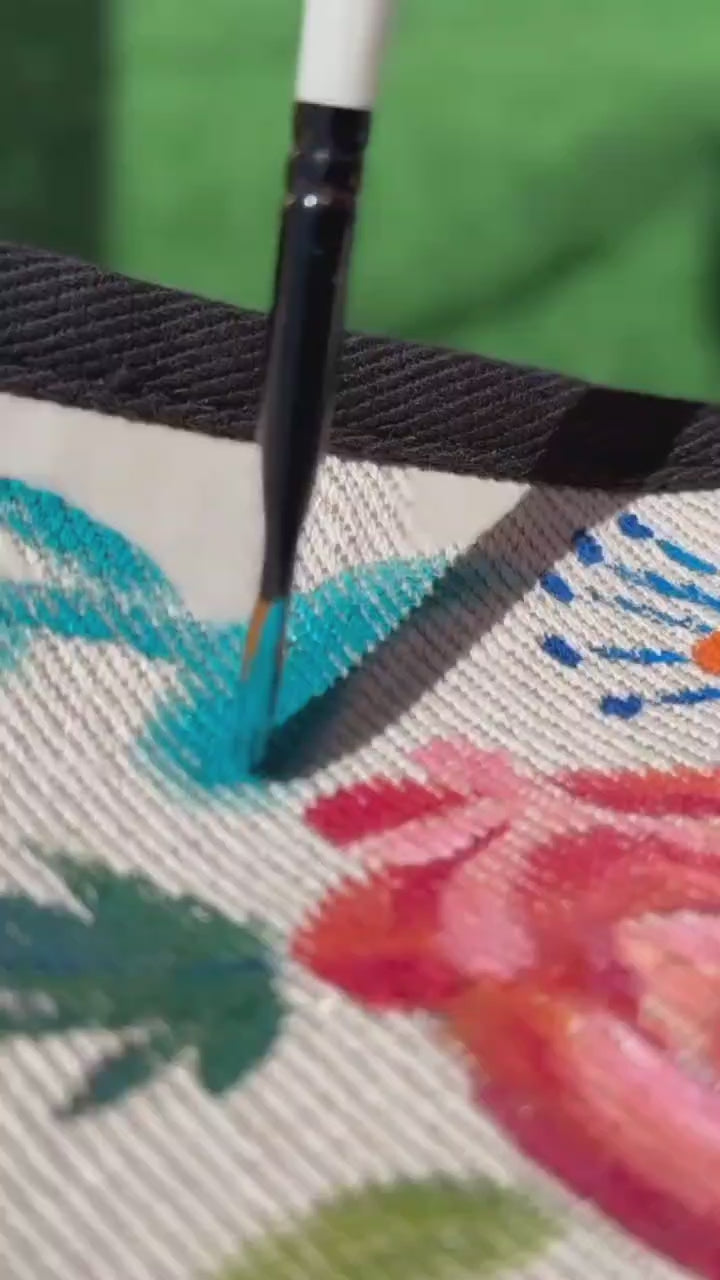Close up of the hand-painted delicate floral motifs