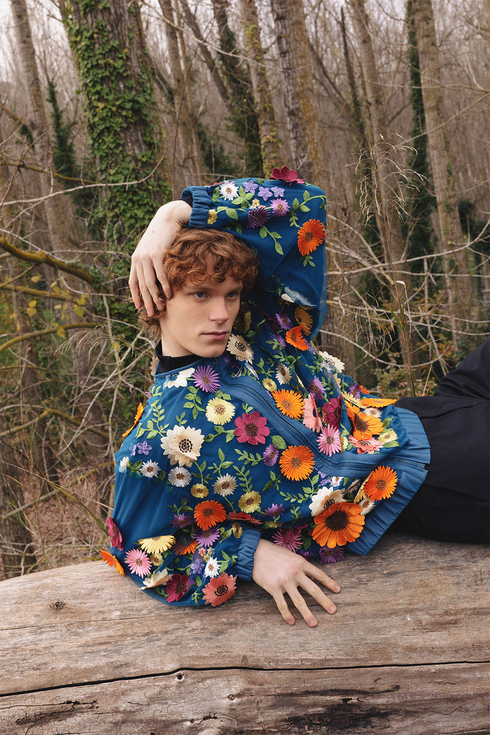 FLORAL EMBROIDERED BOMBER JACKET