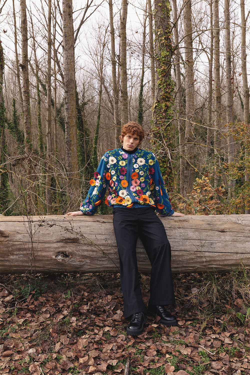 FLORAL EMBROIDERED BOMBER JACKET