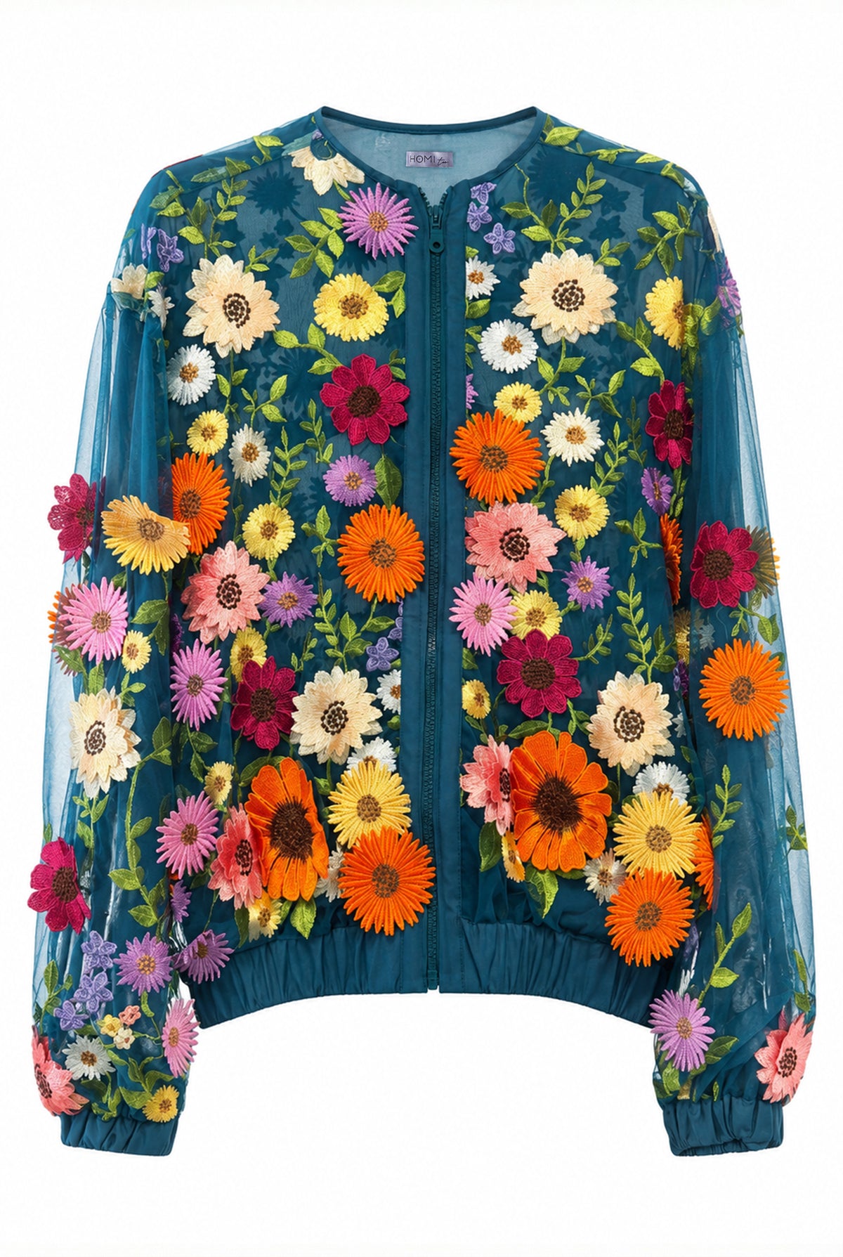 FLORAL EMBROIDERED BOMBER JACKET