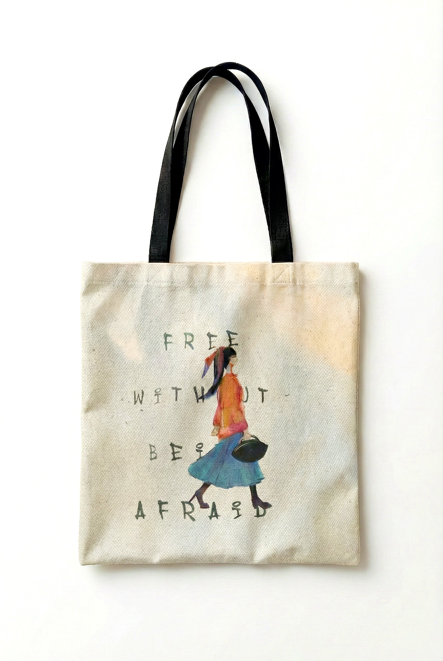SHOPPER BAG "FREE WITHOUT BEING AFRAID" 39X41CM