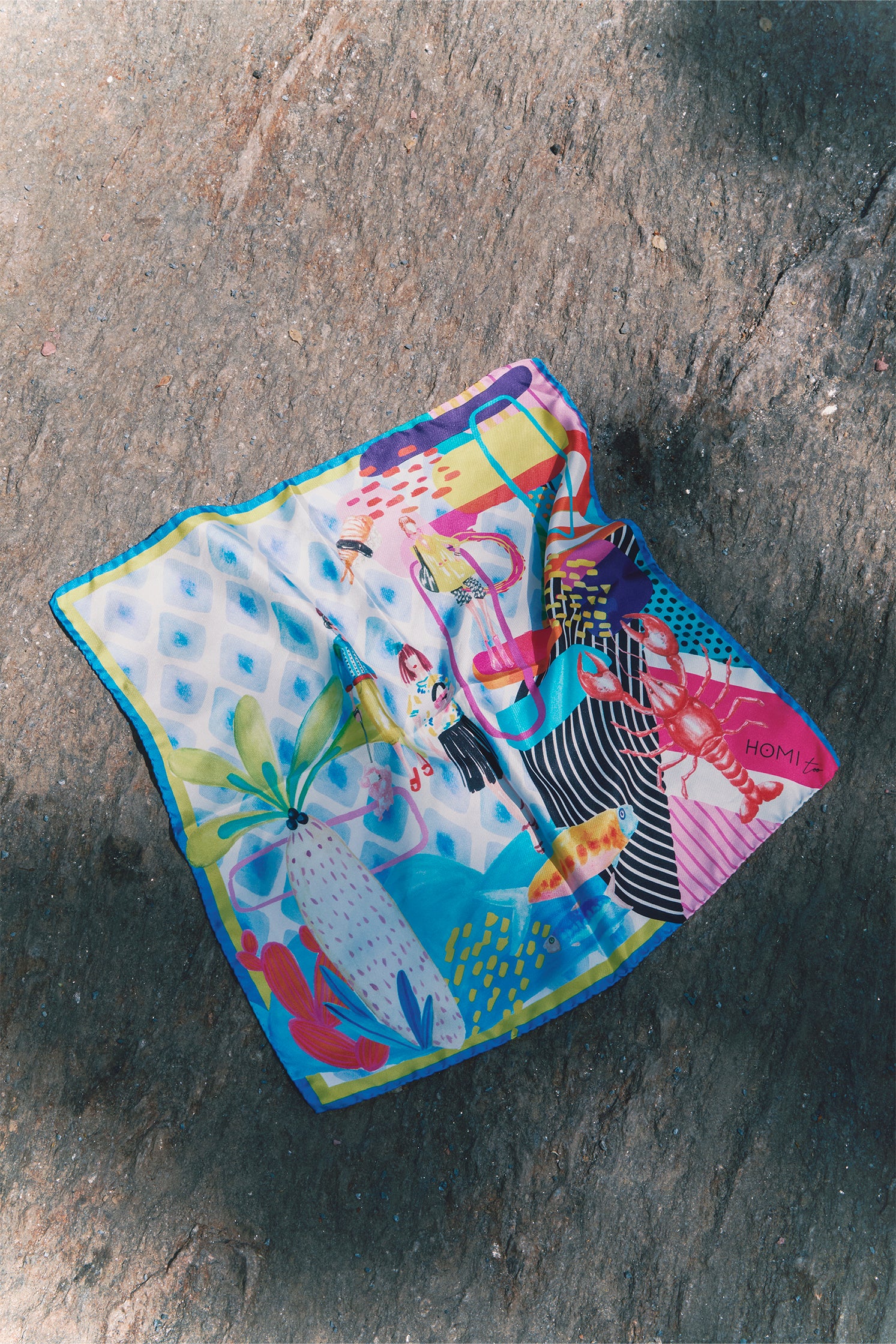 "CONTAMINAZIONI" SCARF  45 x 45 cm  100% Silk