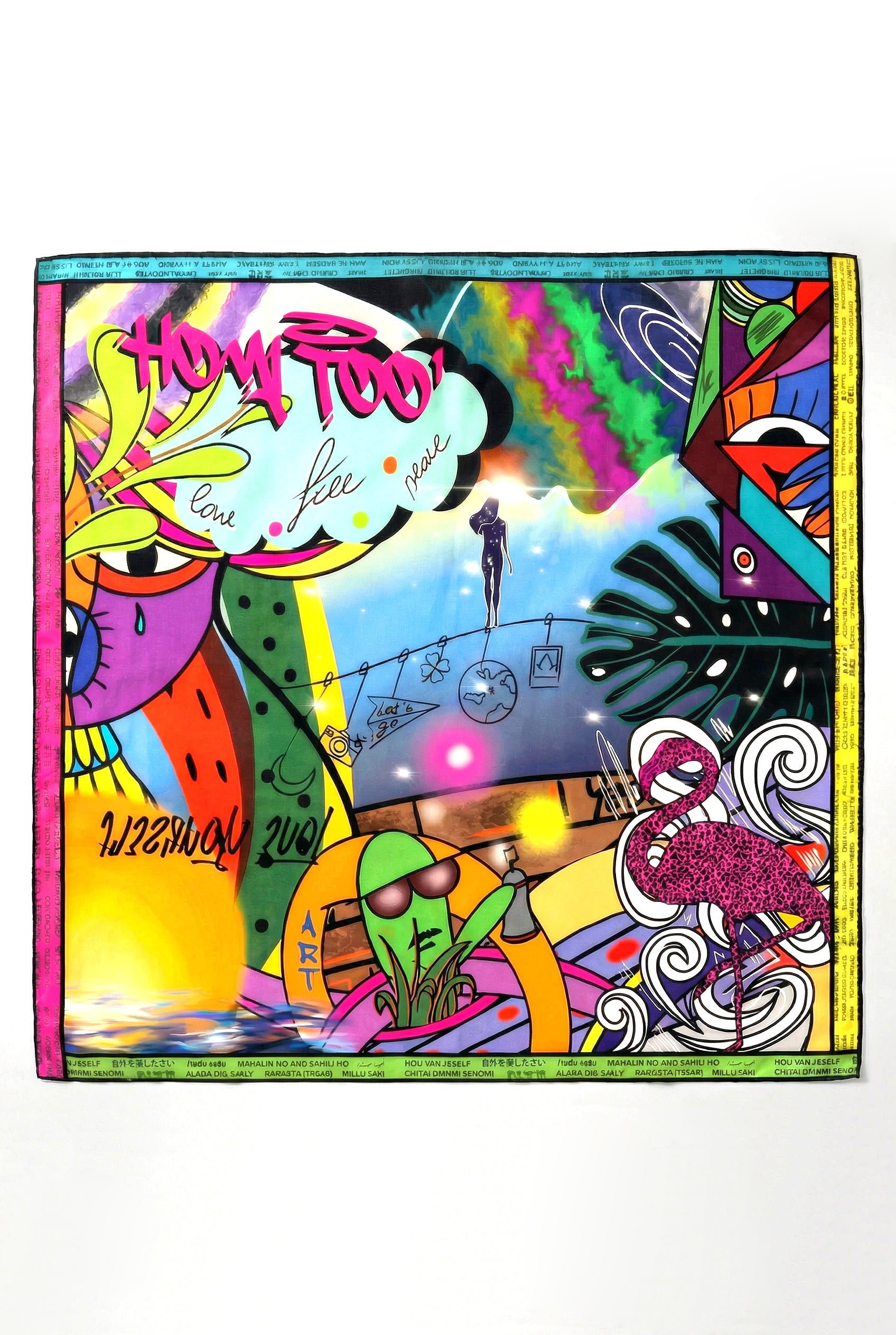 FOULARD “MURALES LOVEYOURSELF”  90 x 90 cm 73% Cotone - 27% Seta